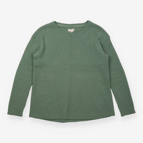  Sage Green Textured Crew Neck Cotton Knit 