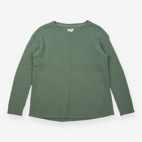  Sage Green Textured Crew Neck Cotton Knit 