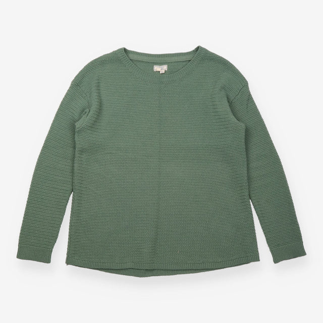  Sage Green Textured Crew Neck Cotton Knit 