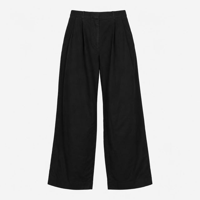 Trousers Black Wide Leg High Waist Elasticated Bac