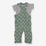 Outfit Jersey green dungarees fox badger stripe SS