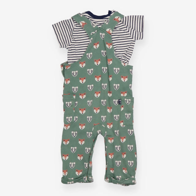 Outfit Jersey green dungarees fox badger stripe SS