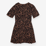 Animal Print Button Front Midi Dress Black Brown