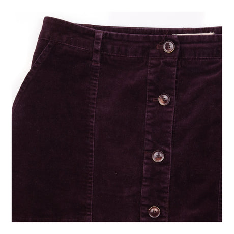 Skirt Midi Corduroy Button Front Plum