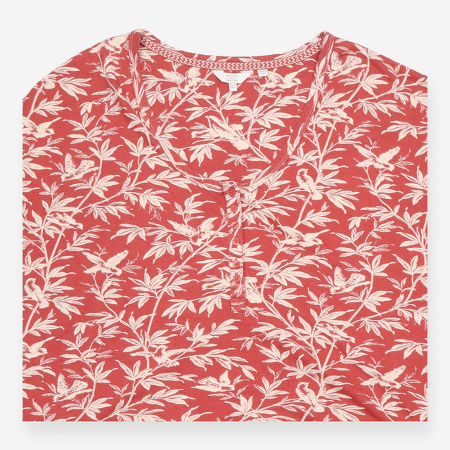 Pyjama Set Shorts Top Leaf Print Coral Pink