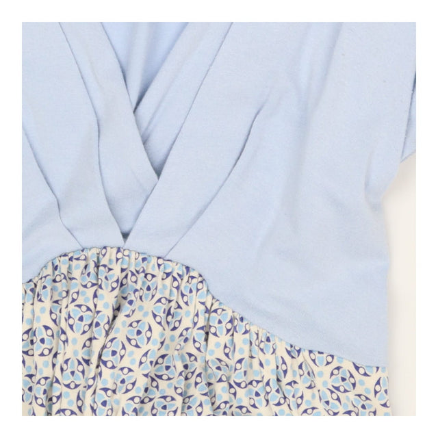 Wrap Dress Light Blue Floral Panel Tie Waist Mater