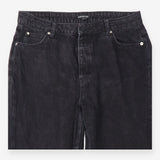 Black Washed Denim High Rise Straight Leg Jeans