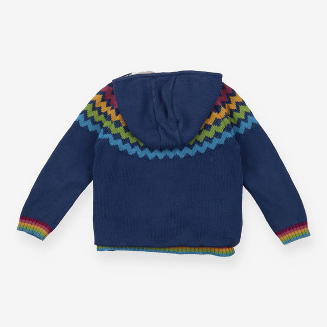 Zigzag zip up fleece jacket knit