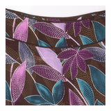 A-Line Skirt Brown Purple Botanical Floral Knee Le