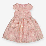 Dress Short Sleeve Pink with Gold Lined Flowers
