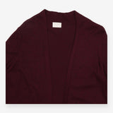 Longline Cardigan Burgundy Pointelle Knit Open Fro