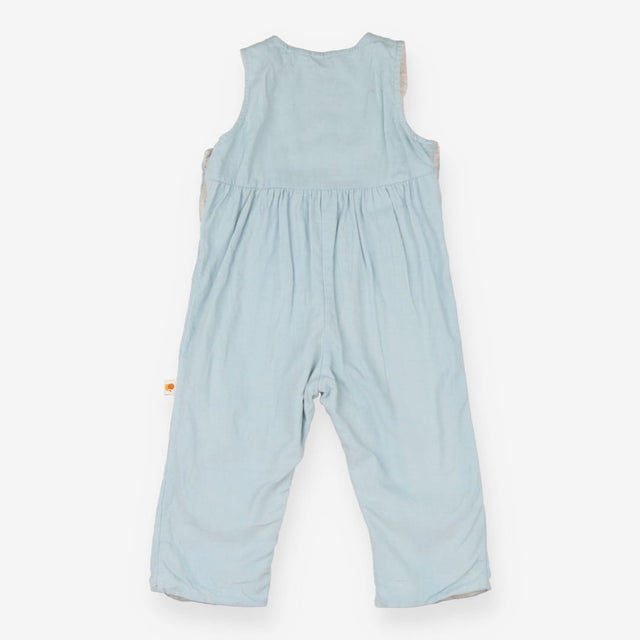 Dungarees Lined Cord pale blue giraffe elephant