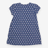 Dress SS blue white design jersey stripe pocket