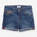 Shorts denim coloured stitching to pocket