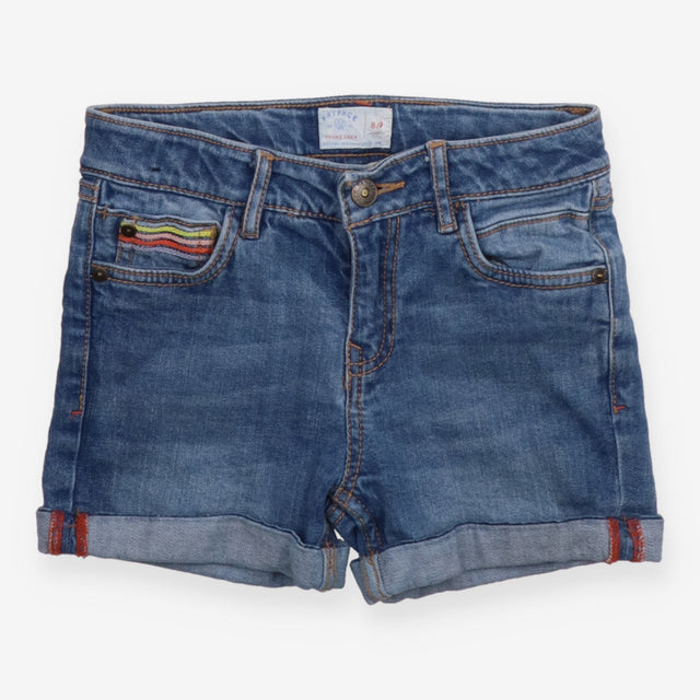 Shorts denim coloured stitching to pocket