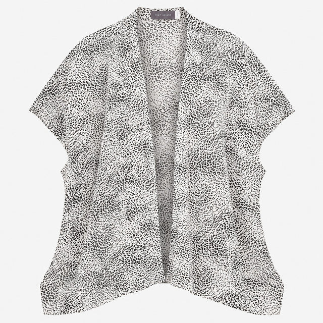 Black & Cream Animal Print Cupro Kimono Cover-Up