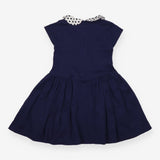 Navy Dress with Polka Dot Bows 