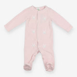 Pink velour sleepsuit with bunny faces