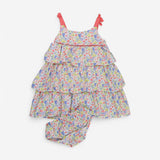 Summer Dress Floral Tiered with Bloomers