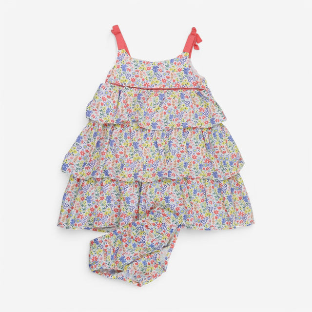 Summer Dress Floral Tiered with Bloomers