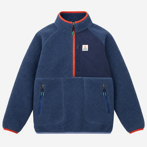 Fleece Blue Sherpa Half Zip Pullover Contrast Pane