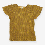 Short Sleeve Jersey Top – Mustard & Blue Fan Print