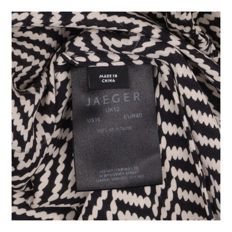Blouse Black Cream Herringbone Long Sleeve Relaxed