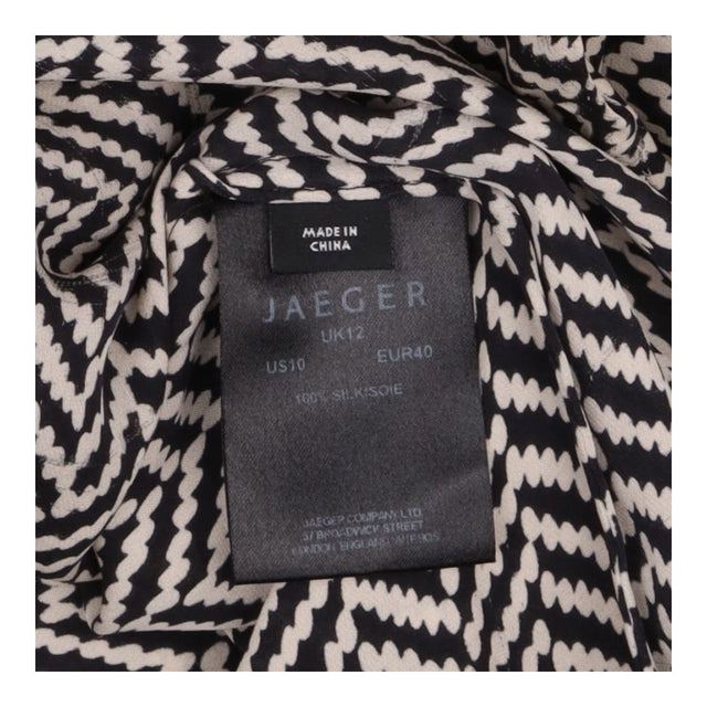 Blouse Black Cream Herringbone Long Sleeve Relaxed