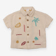 Shirt Beige Stitched Summer Appliques