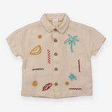 Shirt Beige Stitched Summer Appliques
