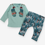 Outfit blue mittens igloo penguins