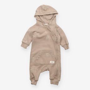 Hooded sleepsuit beige animals 