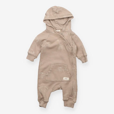 Hooded sleepsuit beige animals 