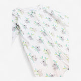 Sleepsuit zipped white koala green leaves