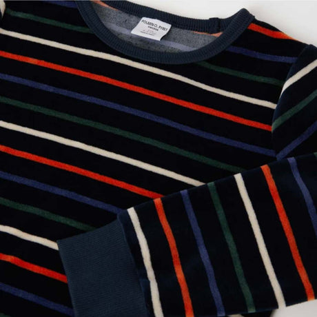 Long Sleeve Velour Striped Top Sapphire