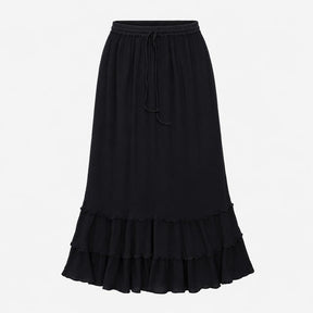 Dark Navy 100% Viscose Cotton Lined Elasticated Dr