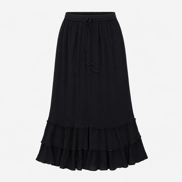 Dark Navy 100% Viscose Cotton Lined Elasticated Dr