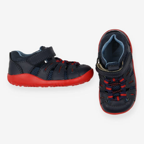 Baby Navy Leather Sandals