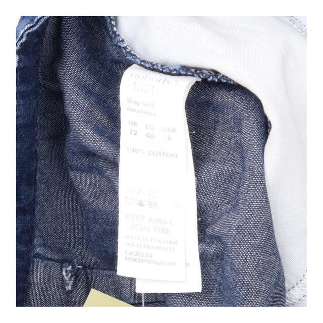 Trousers Wide Leg Pleated Denim Dark Blue