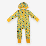Hooded Romper Yellow Pandas