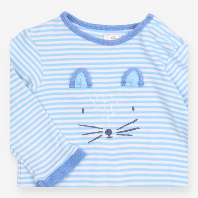 Blue Striped Bunny Sleepsuit