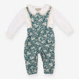 Outfit dungaree green floral with white shirt