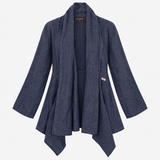 100% Linen Open Front Waterfall Cardigan Jacket Na