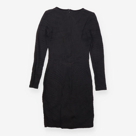 Black Textured Long Sleeve Bodycon Dress