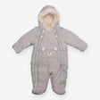 Pramsuit Grey Cream Fleece Lining Bear Pouch