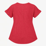 Rhubarb Red Linen Blend Button Front Tunic Top