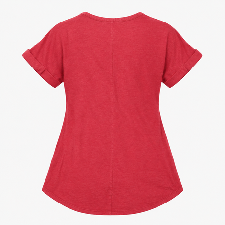 Rhubarb Red Linen Blend Button Front Tunic Top