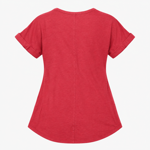 Rhubarb Red Linen Blend Button Front Tunic Top
