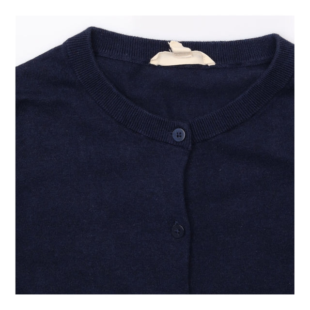 Cardigan Fine Knit Crew Neck Navy Blue