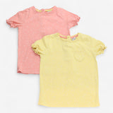 T-shirt Yellow and Peach Frill Sleeve with Heart P